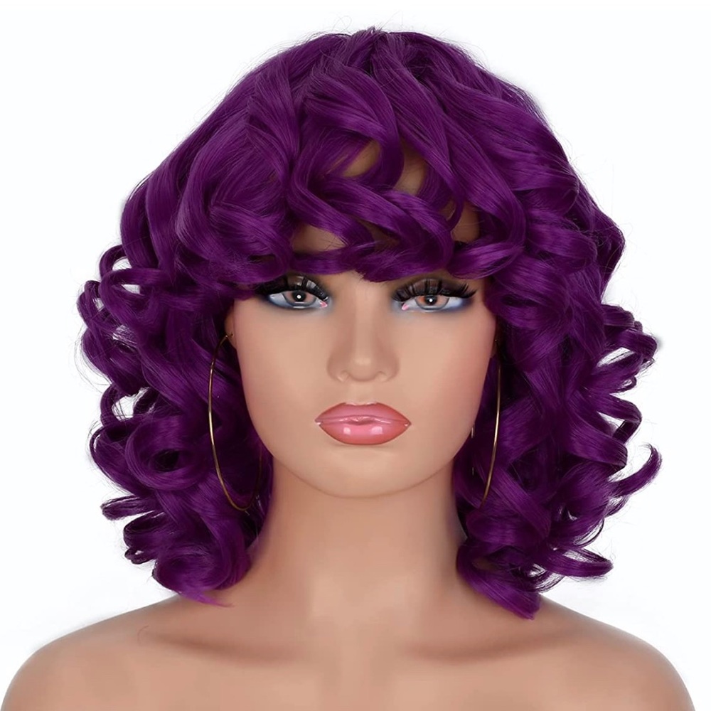 Short Curly Wigs with Bangs
